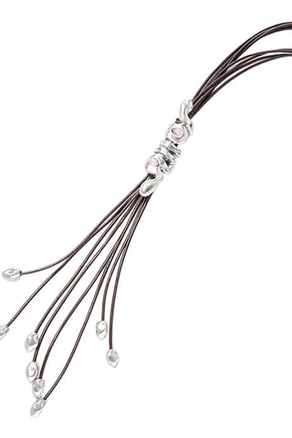 Collier orné de cristaux Swarovski India - Plaqué argent et cuir