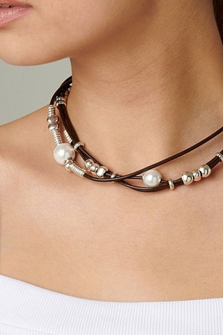 Collier - Cuir et plaqué argent