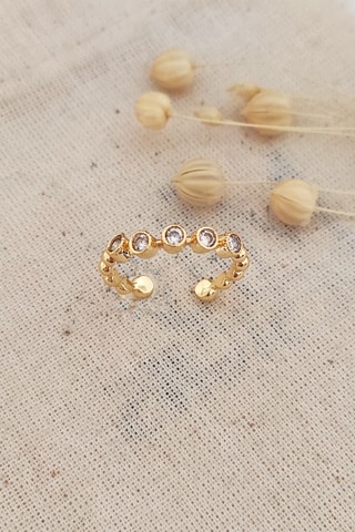 Bague dorée à l’or fin jaune et zircons