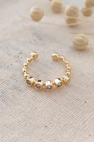 Bague dorée à l’or fin jaune et zircons