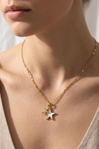 Collier - Plaqué or jaune et zircons