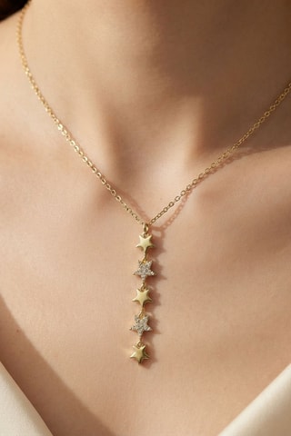 Collier - Plaqué or jaune et zircons