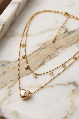 Collier - Plaqué or jaune et zircons