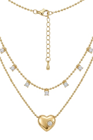 Collier - Plaqué or jaune et zircons