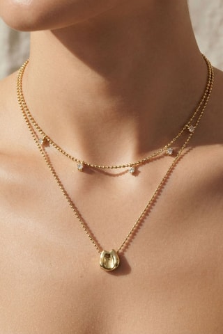 Collier - Plaqué or jaune et zircons