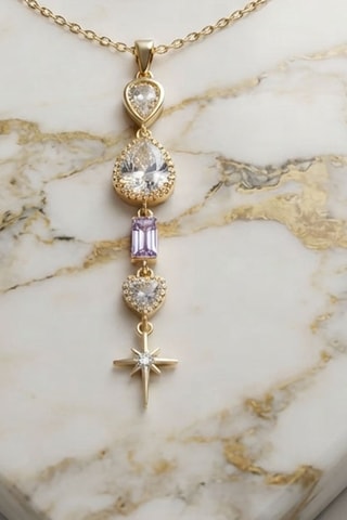 Collier - Plaqué or jaune et zircons