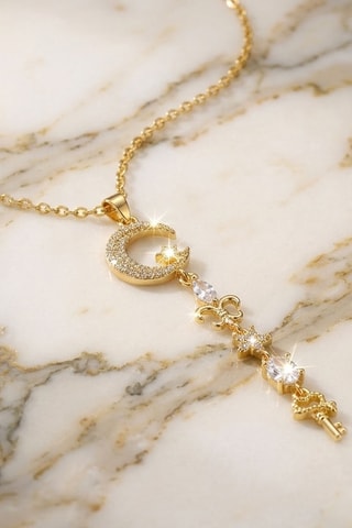 Collier - Plaqué or jaune et zircons