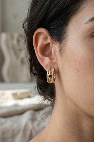 Créoles - Plaqué or jaune et zircons