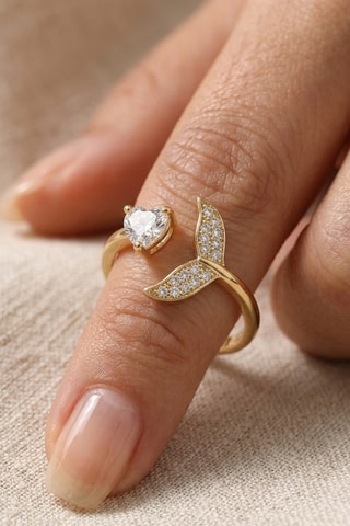 Bague - Plaqué or jaune et zircons