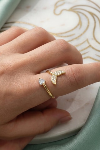 Bague - Plaqué or jaune et zircons