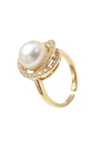 Bague - Plaqué or jaune et zircons