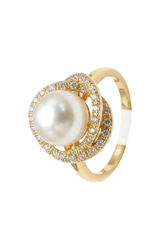 Bague - Plaqué or jaune et zircons