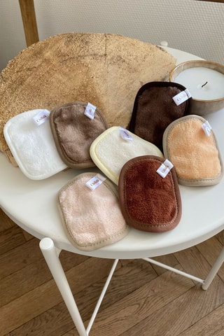 7 toallitas desmaquillantes reutilizables - Beige y marrón