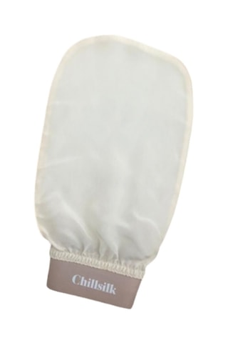 Guante exfoliante de seda - Blanco y rosa