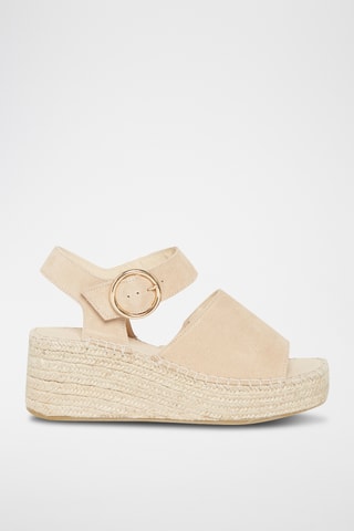 Espadrilles compensées en cuir Saphira - Beige