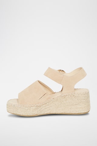 Espadrilles compensées en cuir Saphira - Beige
