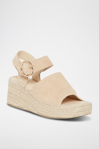 Espadrilles compensées en cuir Saphira - Beige
