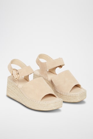 Espadrilles compensées en cuir Saphira - Beige