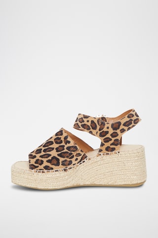 Espadrilles compensées en cuir suédé Saphira - Léopard