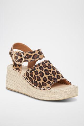 Espadrilles compensées en cuir suédé Saphira - Léopard