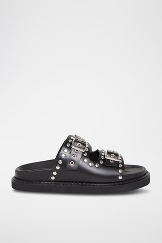 Mules en cuir Debbie - Noir