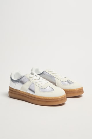 Sneakers plateformes Margaret - Blanc et argenté