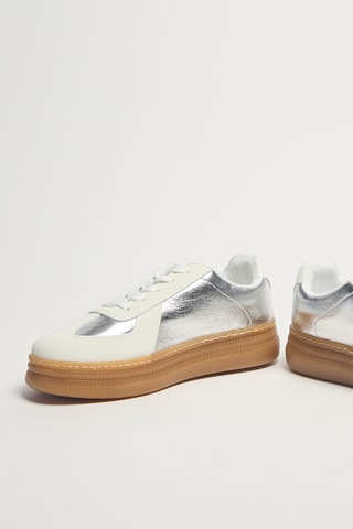 Sneakers plateformes Margaret - Blanc et argenté