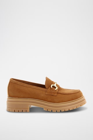 Mocassins plateformes en croûte de cuir Antonis - Camel
