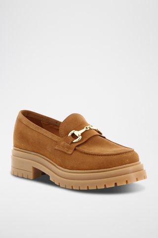 Mocassins plateformes en croûte de cuir Antonis - Camel