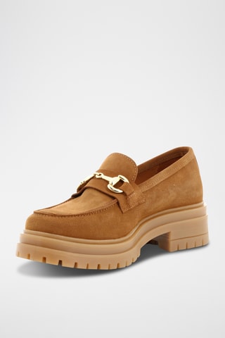 Mocassins plateformes en croûte de cuir Antonis - Camel
