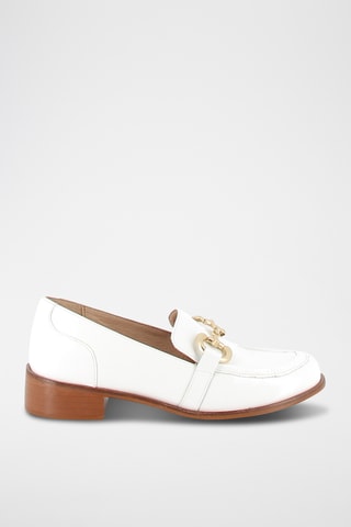 Mocassins à talons vernis en cuir Iona - Blanc
