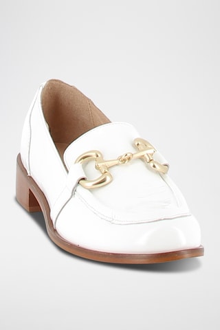 Mocassins à talons vernis en cuir Iona - Blanc