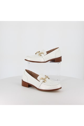 Mocassins à talons vernis en cuir Iona - Blanc