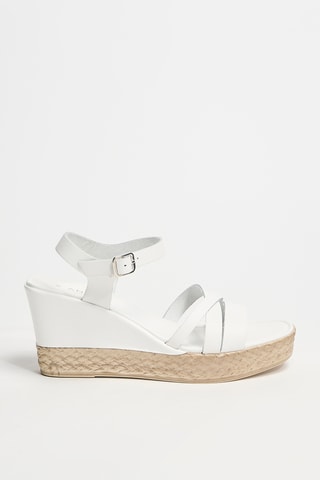 Sandales compensées en cuir Robyn - Blanc