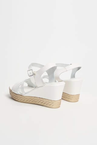 Sandales compensées en cuir Robyn - Blanc