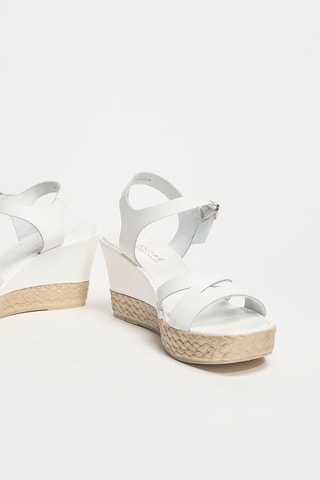 Sandales compensées en cuir Robyn - Blanc