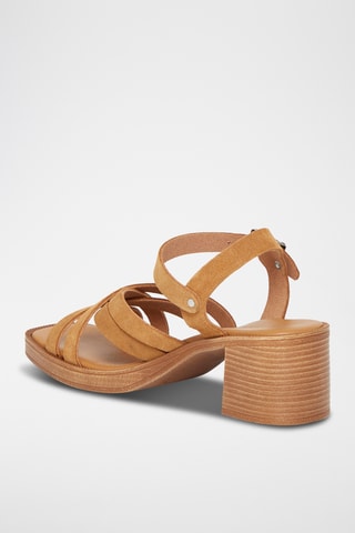 Sandales à talons en croûte de cuir Narel - Camel