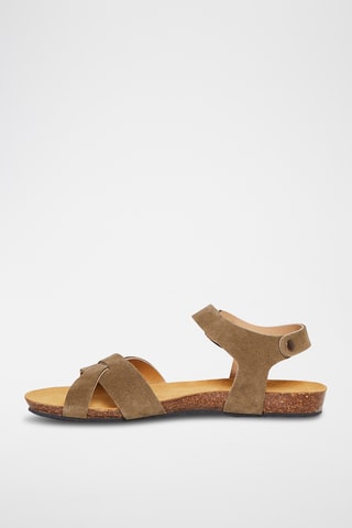 Sandales en croûte de cuir Brehat - Kaki