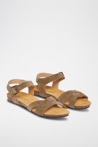 Sandales en croûte de cuir Brehat - Kaki