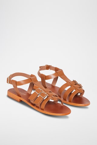Spartiates en cuir Plumette - Camel