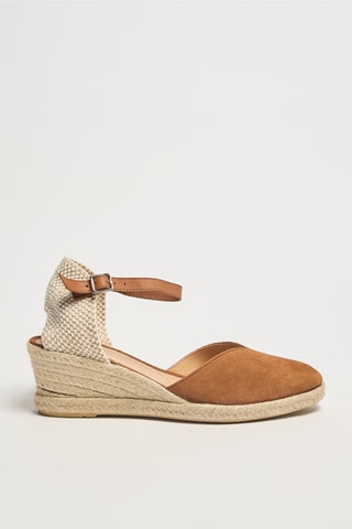 Espadrilles compensées en cuir Rosalina - Camel