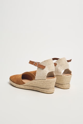 Espadrilles compensées en cuir Rosalina - Camel