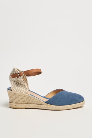 Espadrilles compensées en cuir Rosalina - Bleu