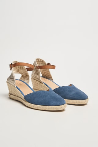Espadrilles compensées en cuir Rosalina - Bleu