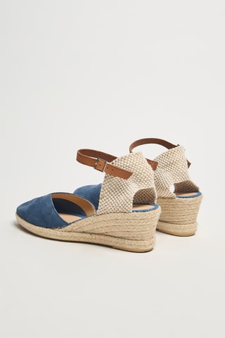 Espadrilles compensées en cuir Rosalina - Bleu