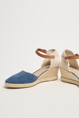 Espadrilles compensées en cuir Rosalina - Bleu