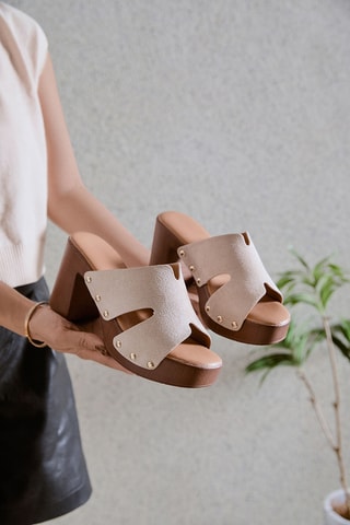 Mules à talons Rafaela - Beige
