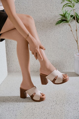Mules à talons Rafaela - Beige