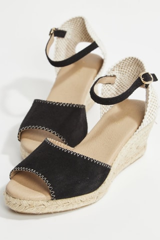 Espadrilles compensées en croûte de cuir Jaen - Blanc