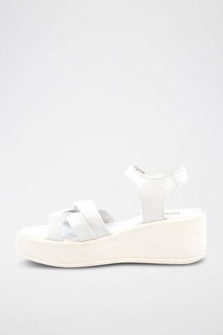 Sandales compensées en cuir Umayma - Blanc